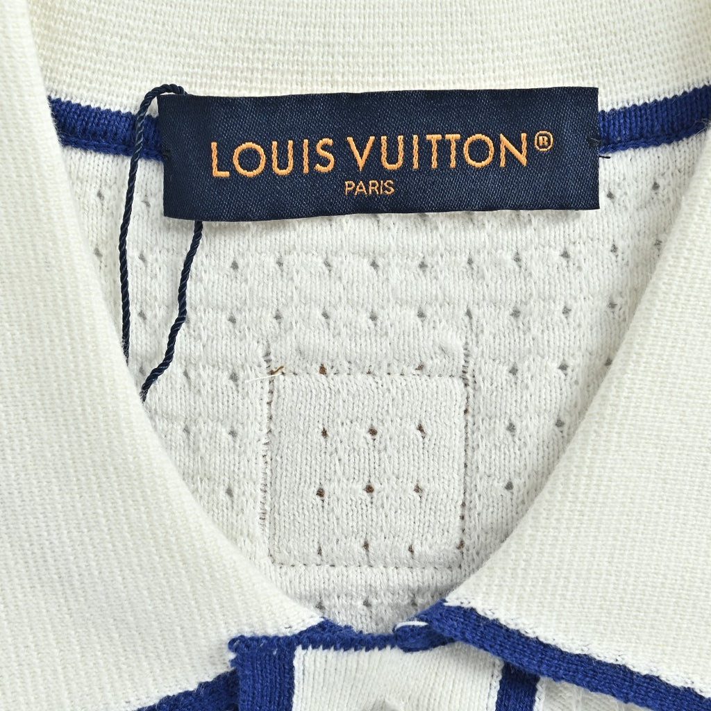 Louis Vuitton LV Waffle-Texture Embroidered Short-Sleeve Shirt — White