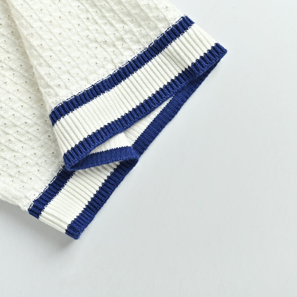Louis Vuitton LV Waffle-Texture Embroidered Short-Sleeve Shirt — White