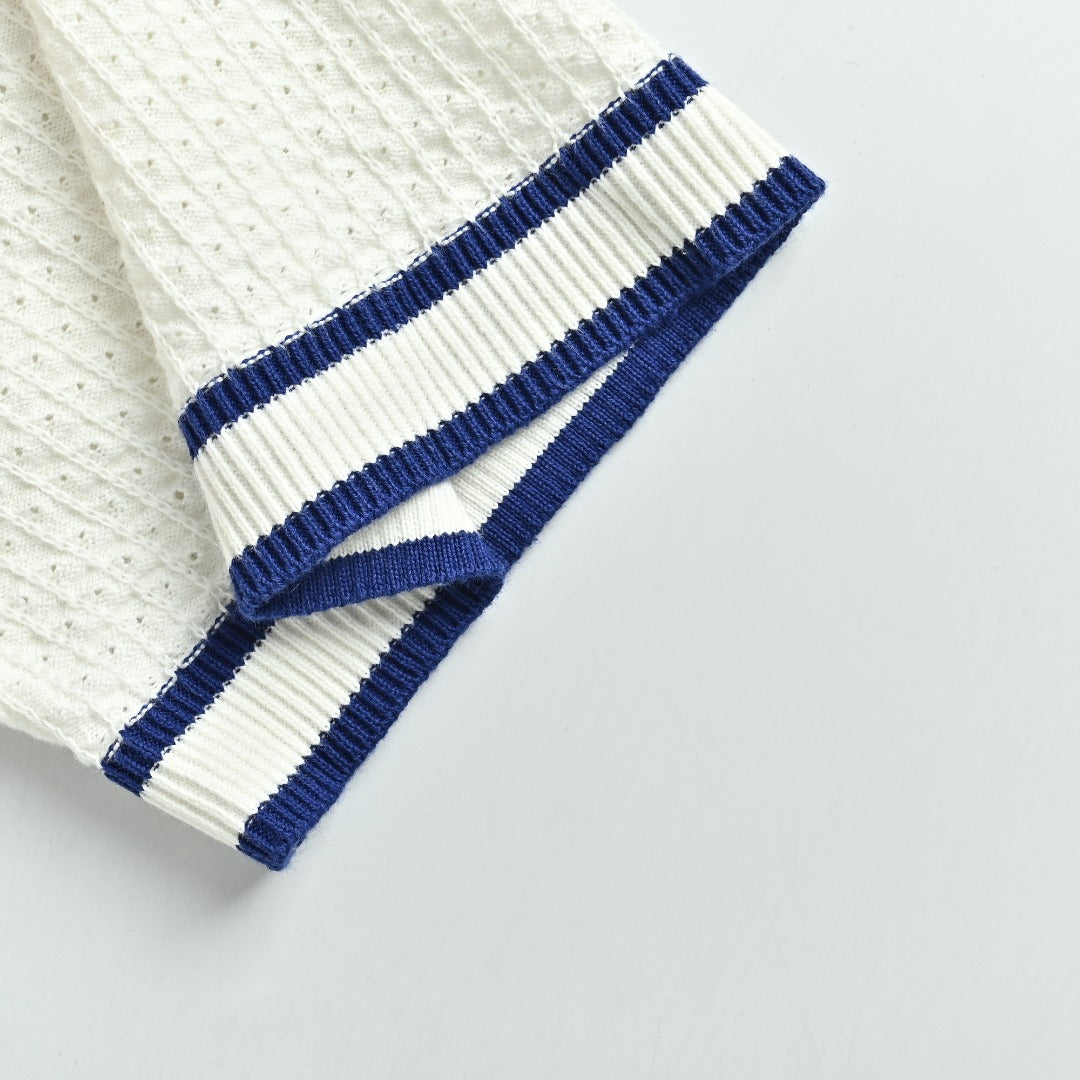 Louis Vuitton LV Waffle-Texture Embroidered Short-Sleeve Shirt — White