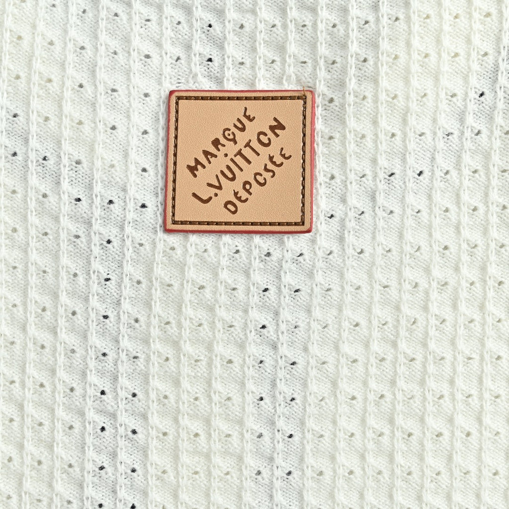 Louis Vuitton LV Waffle-Texture Embroidered Short-Sleeve Shirt — White