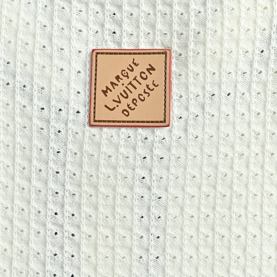 Louis Vuitton LV Waffle-Texture Embroidered Short-Sleeve Shirt — White