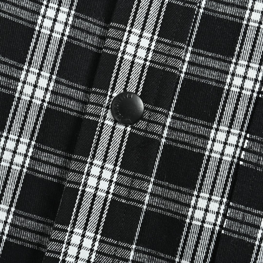 Balenciaga BLCG Black & White Plaid Raw-Edge Distressed Long-Sleeve Shirt