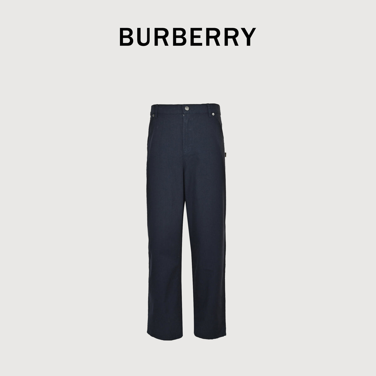 Burberry BBR Leather Back-Tab Cotton Cargo Trousers — Black