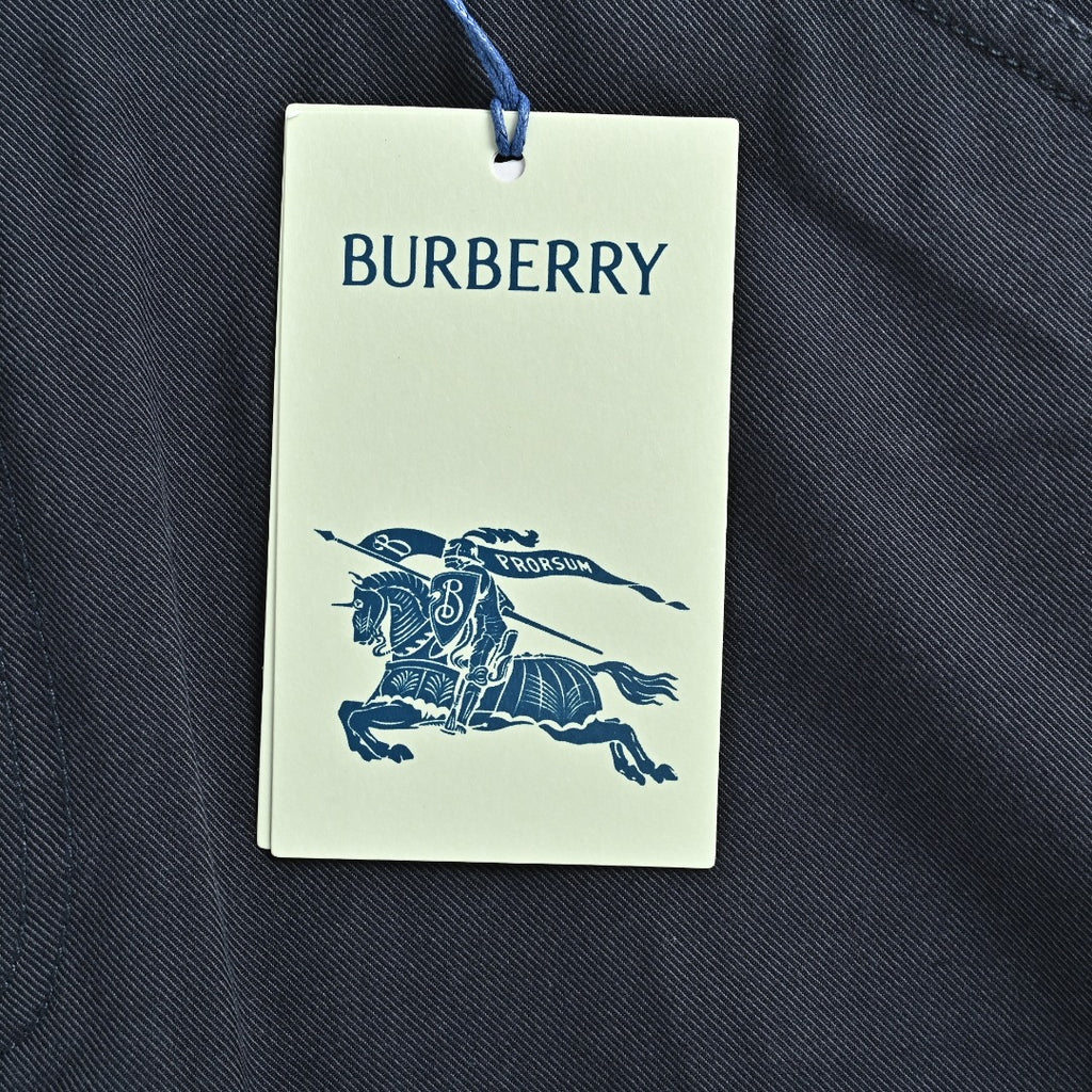 Burberry BBR Leather Back-Tab Cotton Cargo Trousers — Black