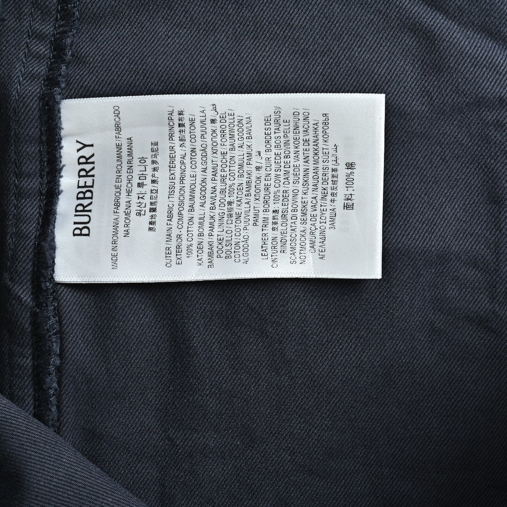 Burberry BBR Leather Back-Tab Cotton Cargo Trousers — Black