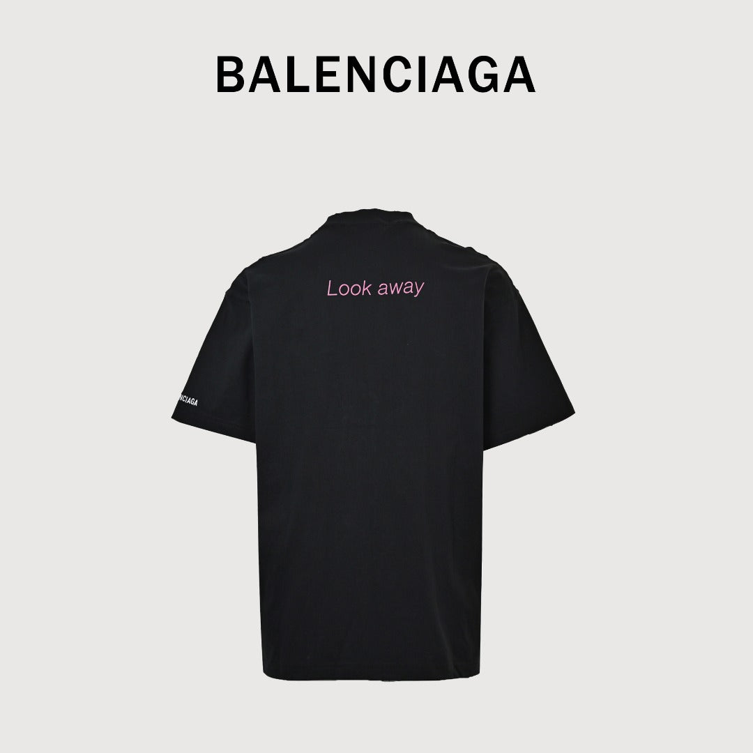 Balenciaga BLCG Euphoria Portrait Collaboration Short-Sleeve T-Shirt — Black