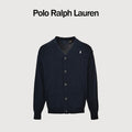 Ralph Lauren RL Polo Pony Embroidered Cotton Knit Cardigan — Navy