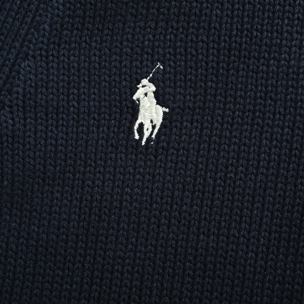 Ralph Lauren RL Polo Pony Embroidered Cotton Knit Cardigan — Navy