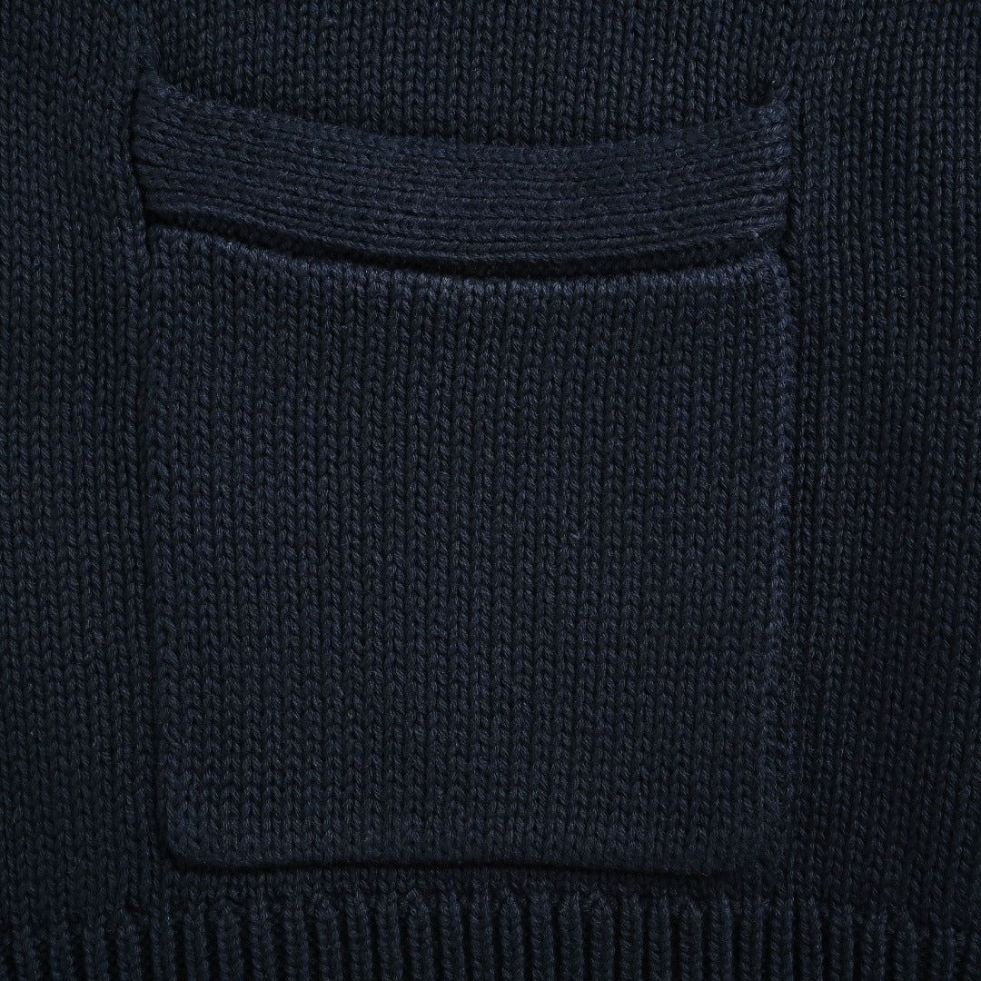 Ralph Lauren RL Polo Pony Embroidered Cotton Knit Cardigan — Navy