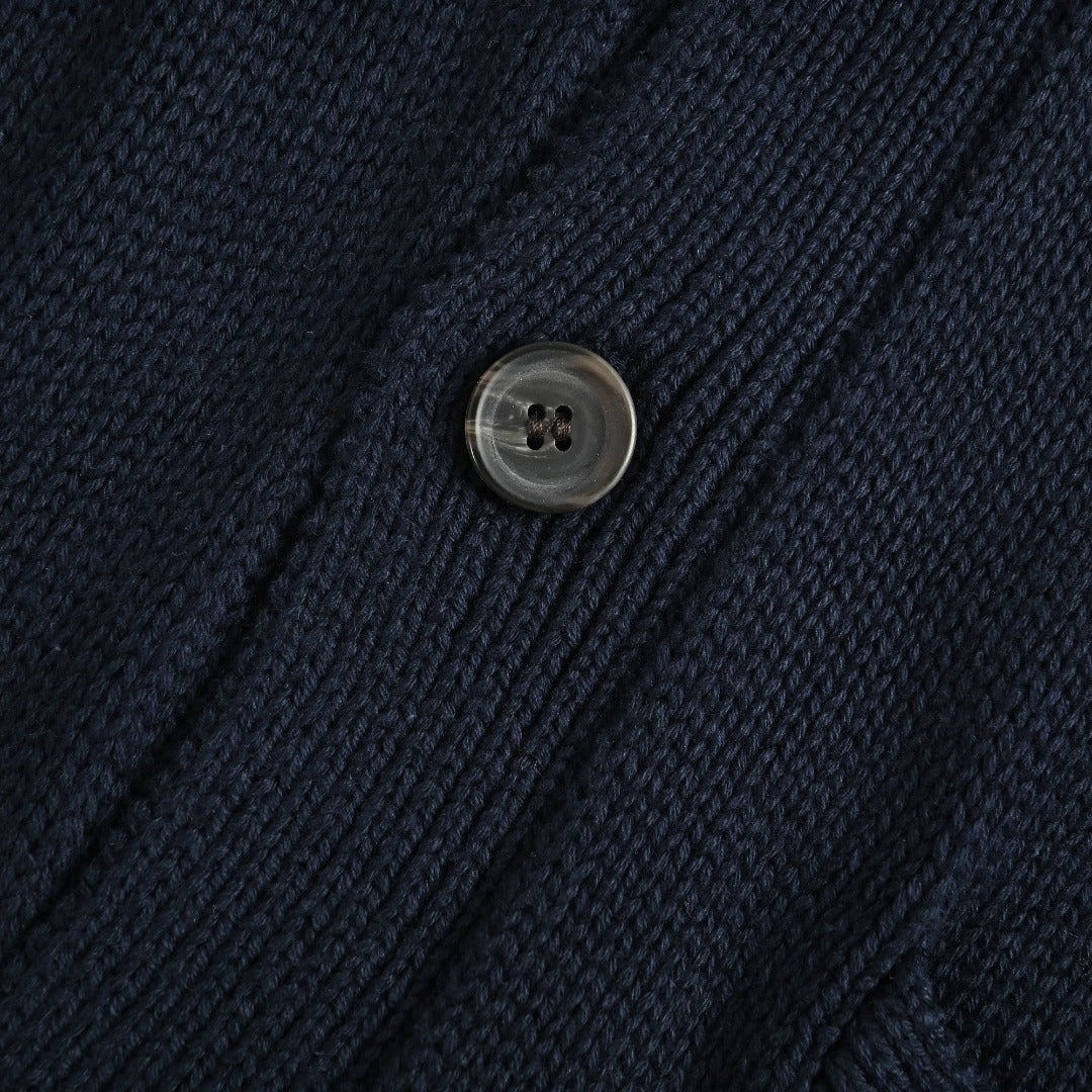Ralph Lauren RL Polo Pony Embroidered Cotton Knit Cardigan — Navy