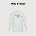 Acne Studios Blue Embroidered Knit Faux Two-Piece Long-Sleeve T-Shirt — White