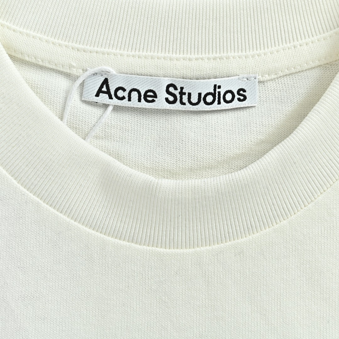Acne Studios Blue Embroidered Knit Faux Two-Piece Long-Sleeve T-Shirt — White