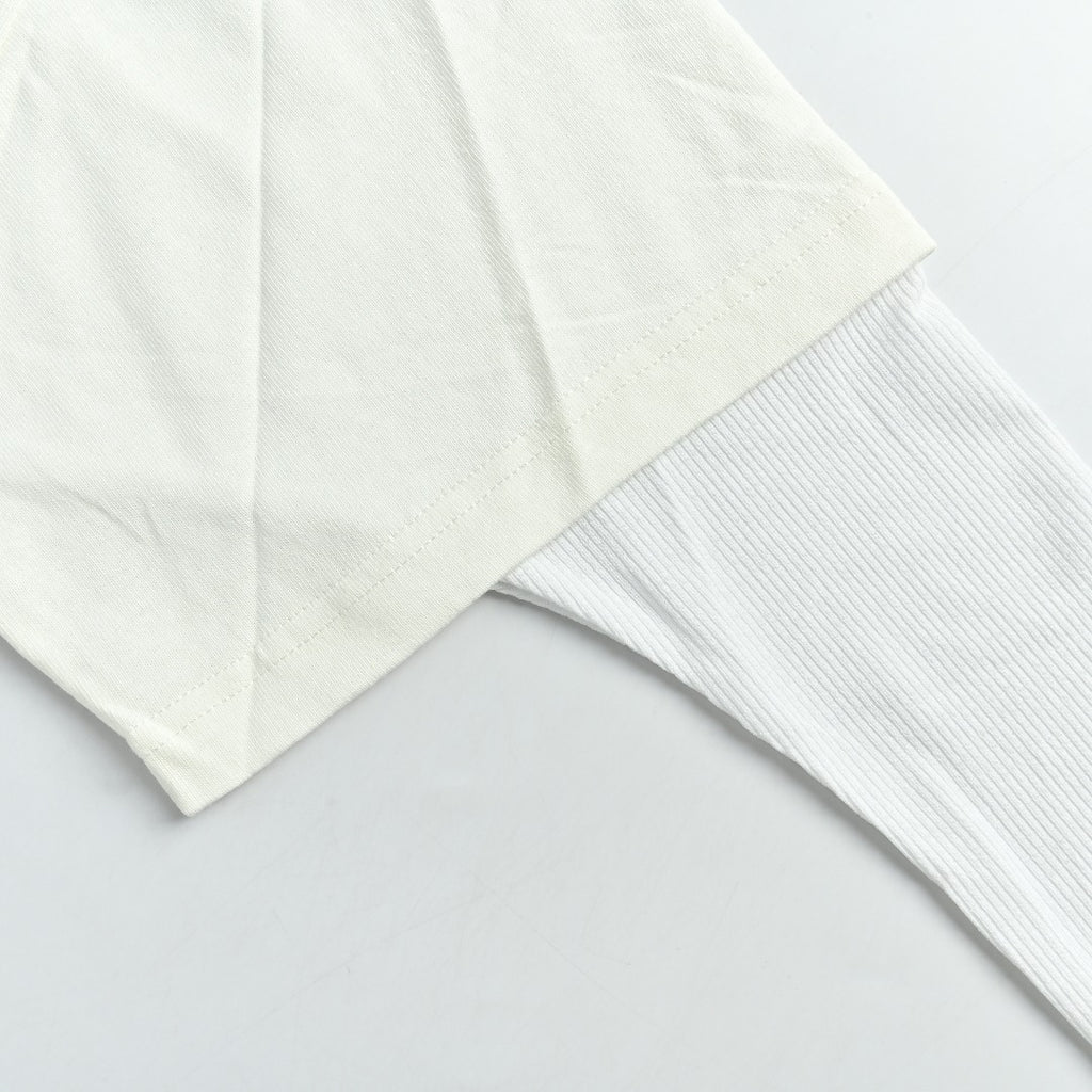 Acne Studios Blue Embroidered Knit Faux Two-Piece Long-Sleeve T-Shirt — White