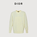 Dior CD Two-Tone Tonal Jacquard All-Over Pattern Crew Neck Sweater — Ecru