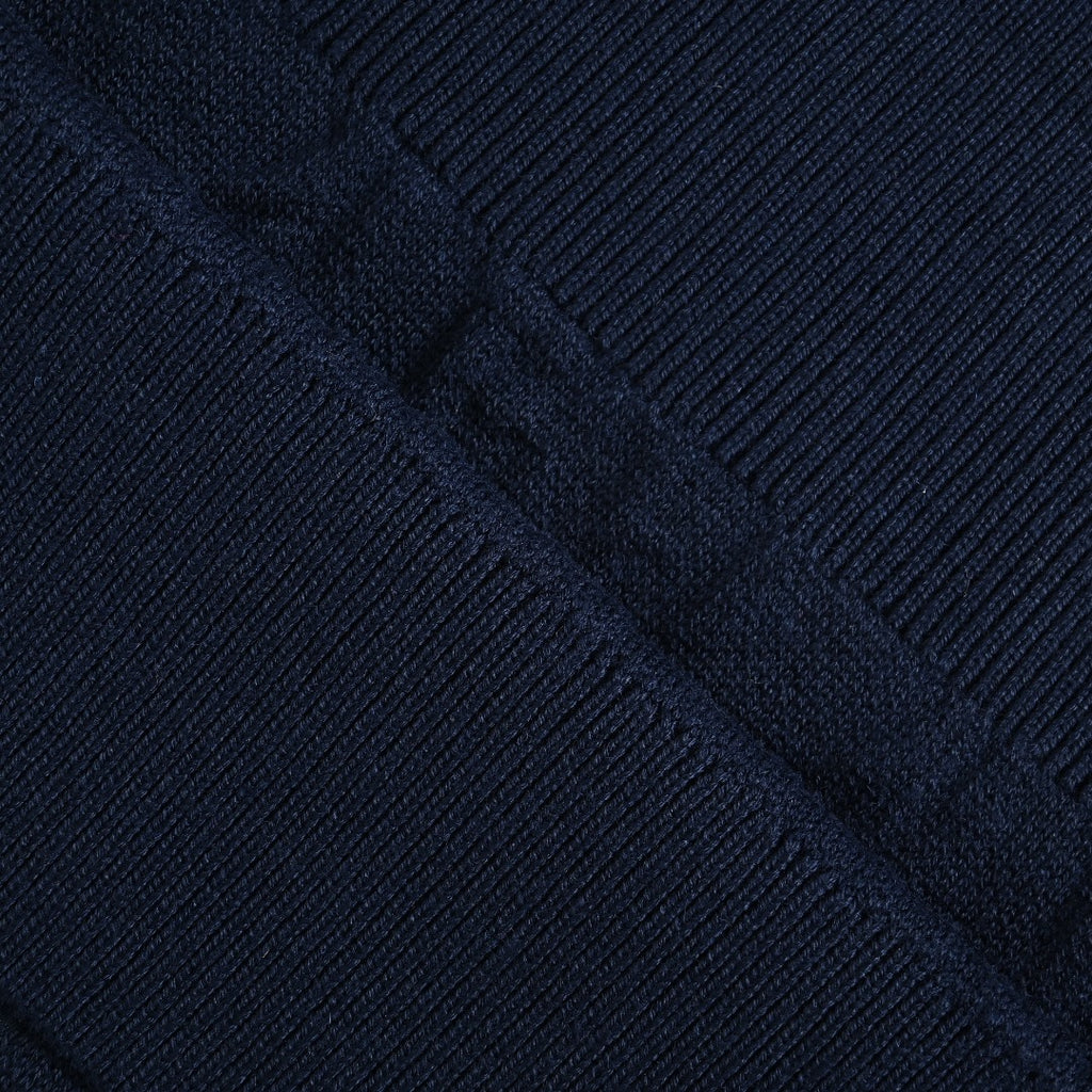 Dior CD Two-Tone Tonal Jacquard All-Over Pattern Crew Neck Sweater — Navy
