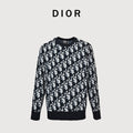 Dior CD Two-Tone All-Over Oblique Jacquard Cotton-Wool Blend Knit Sweater — Black