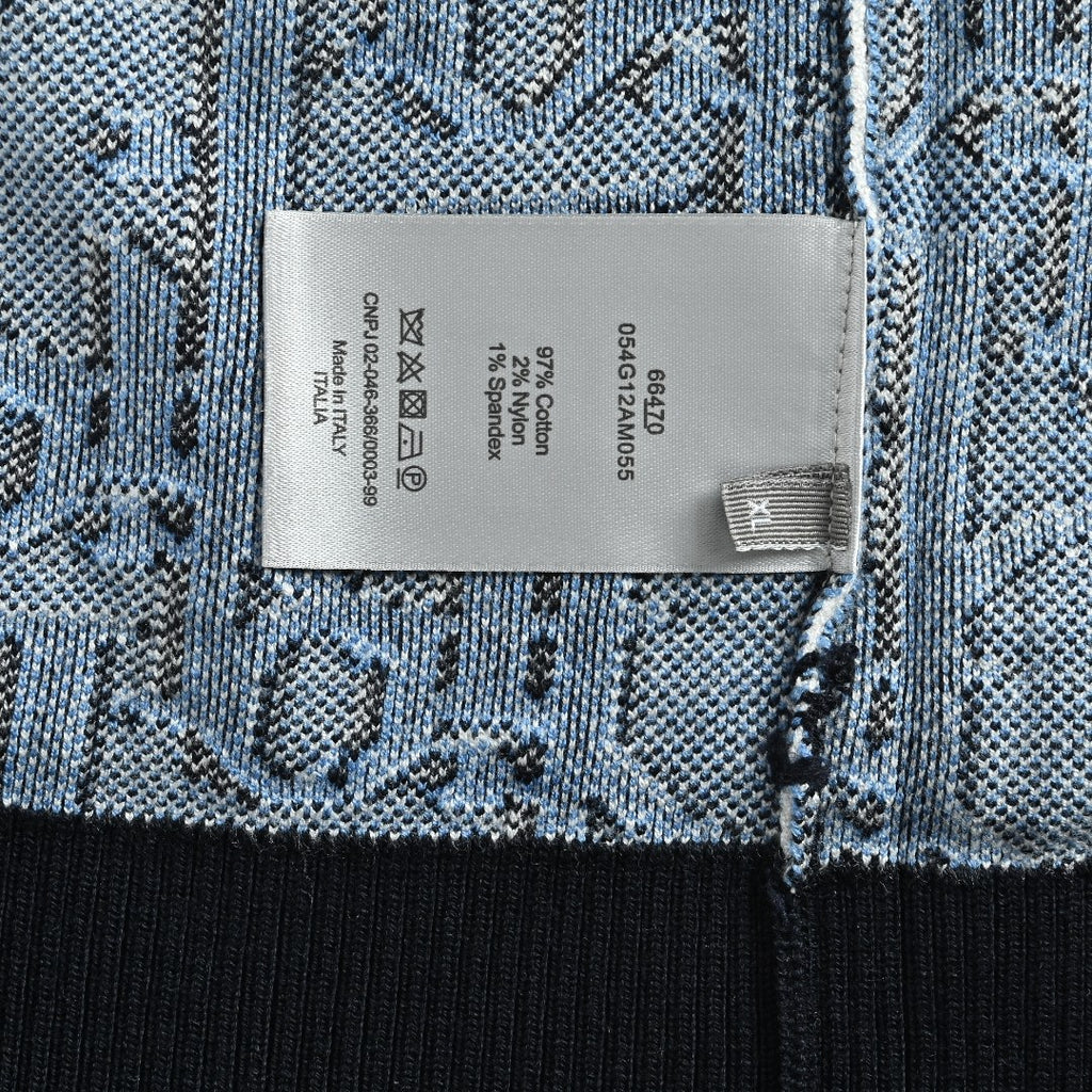 Dior CD Two-Tone All-Over Oblique Jacquard Cotton-Wool Blend Knit Sweater — Black