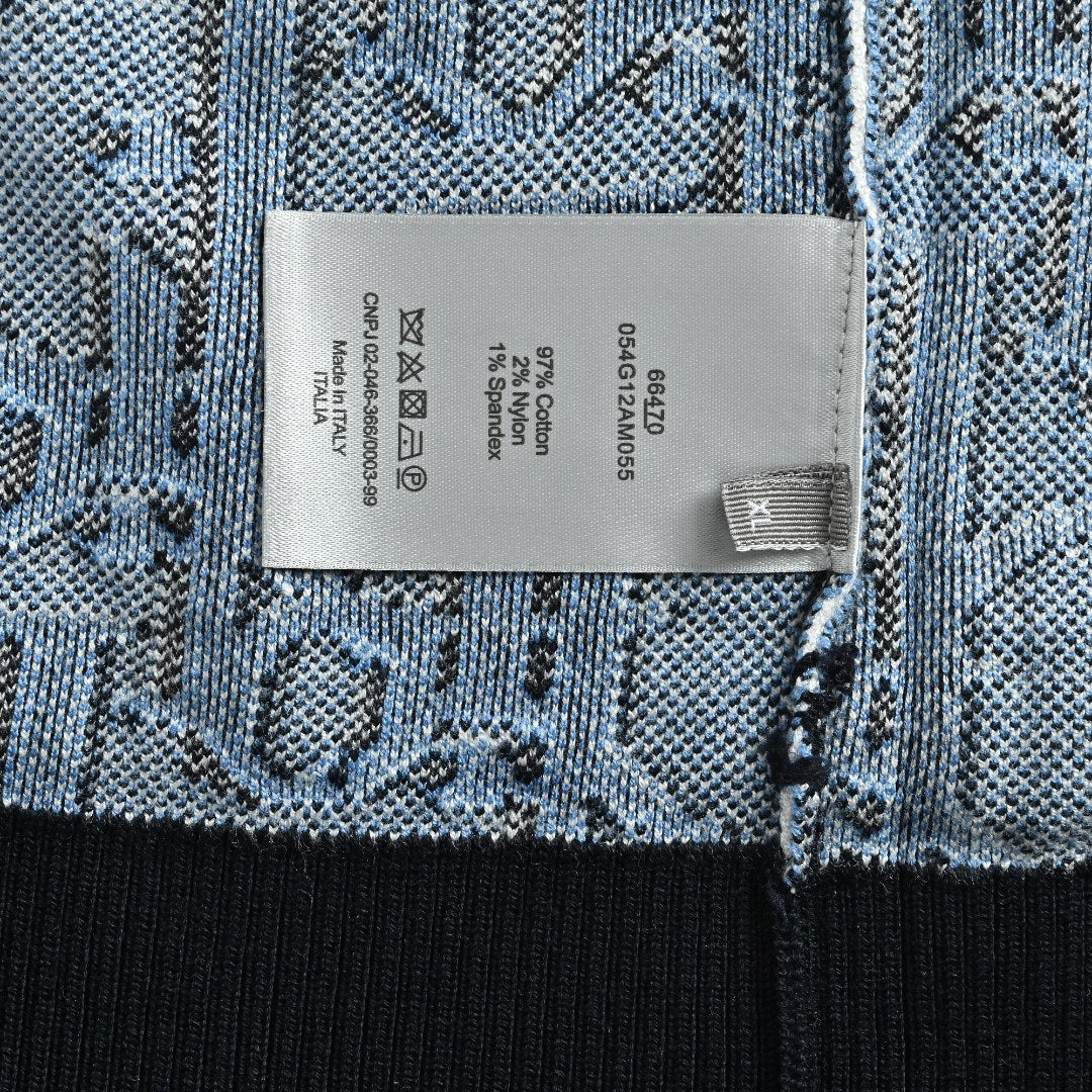 Dior CD Two-Tone All-Over Oblique Jacquard Cotton-Wool Blend Knit Sweater — Black