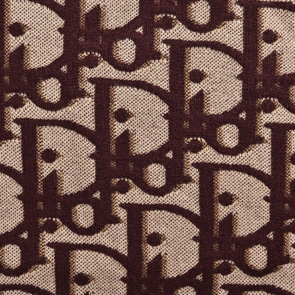 Dior CD Two-Tone All-Over Oblique Jacquard Cotton-Wool Blend Knit Sweater — Burgundy