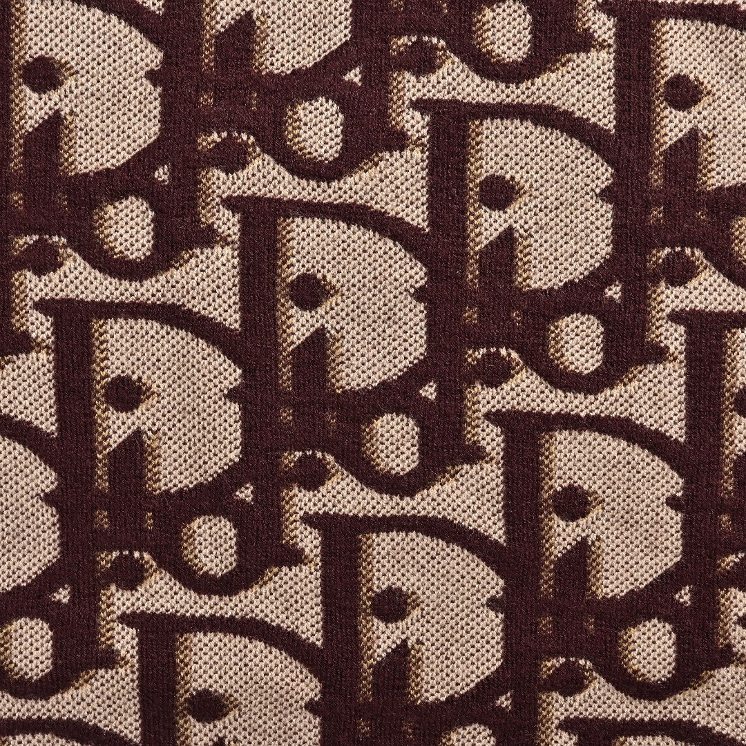 Dior CD Two-Tone All-Over Oblique Jacquard Cotton-Wool Blend Knit Sweater — Burgundy