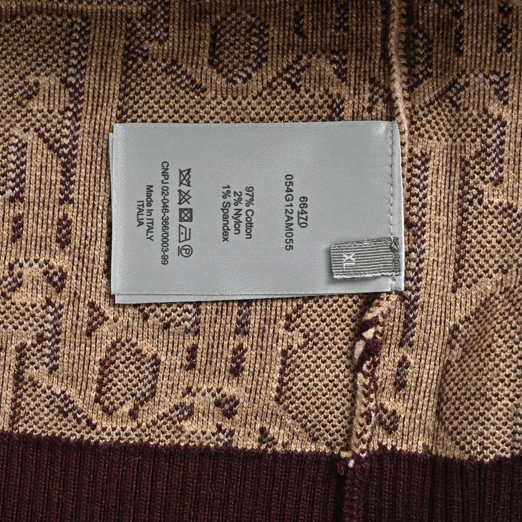 Dior CD Two-Tone All-Over Oblique Jacquard Cotton-Wool Blend Knit Sweater — Burgundy