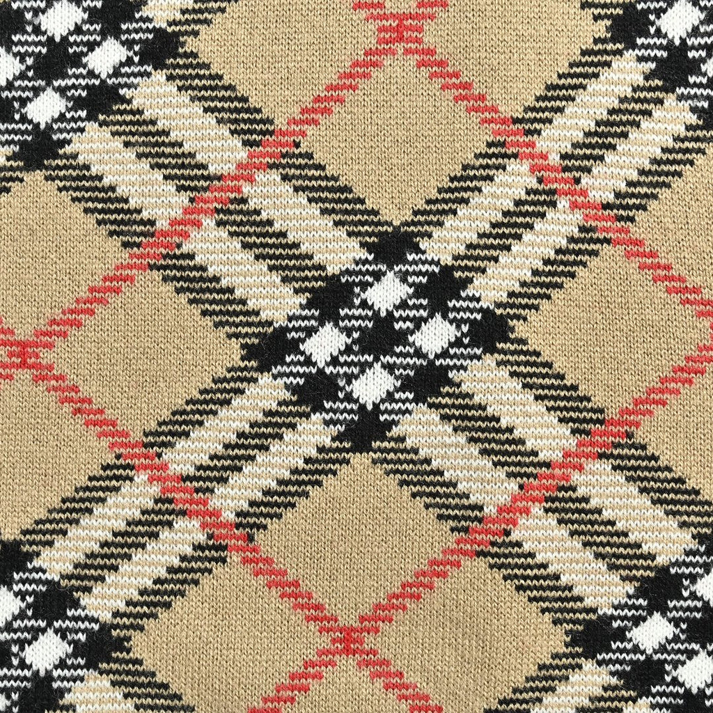 Burberry BBR Diamond Check Knit Cardigan — Archive Camel