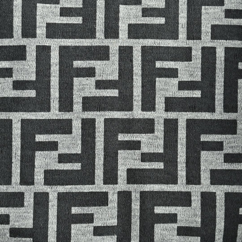 Fendi FD FF Monogram-Lined Zip Hoodie — Charcoal Grey