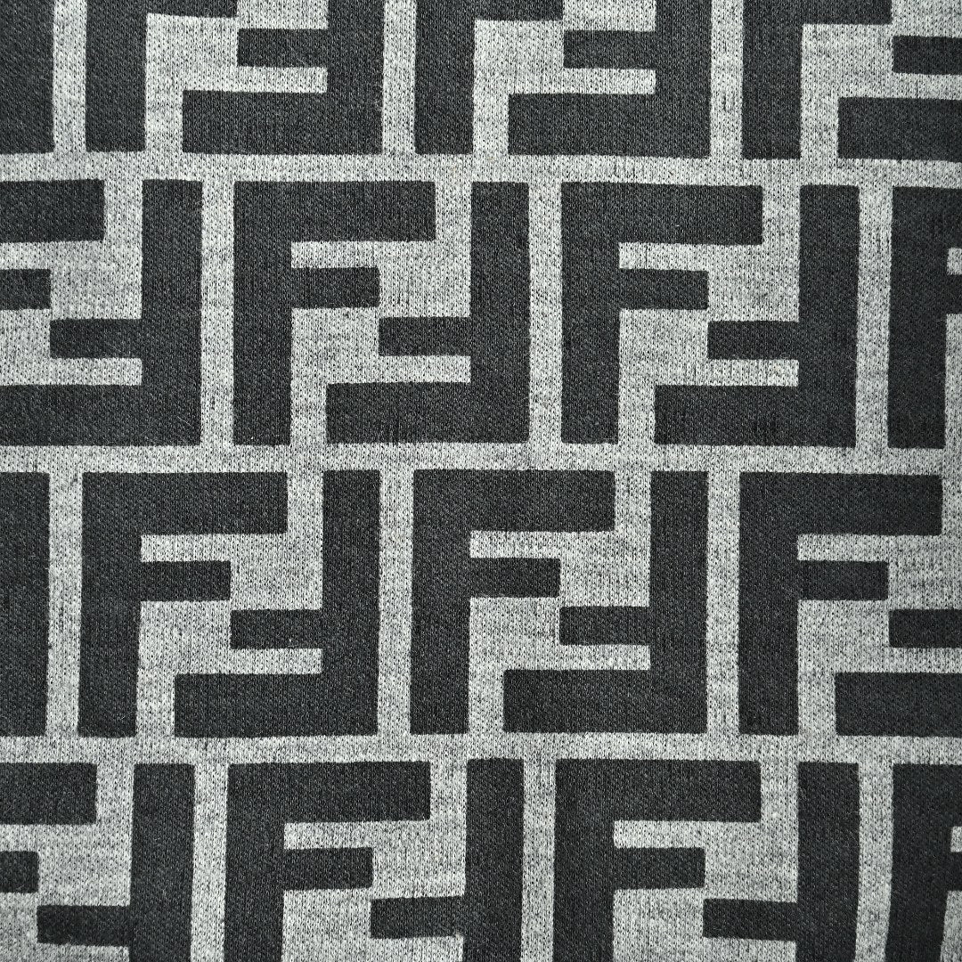 Fendi FD FF Monogram-Lined Zip Hoodie — Charcoal Grey
