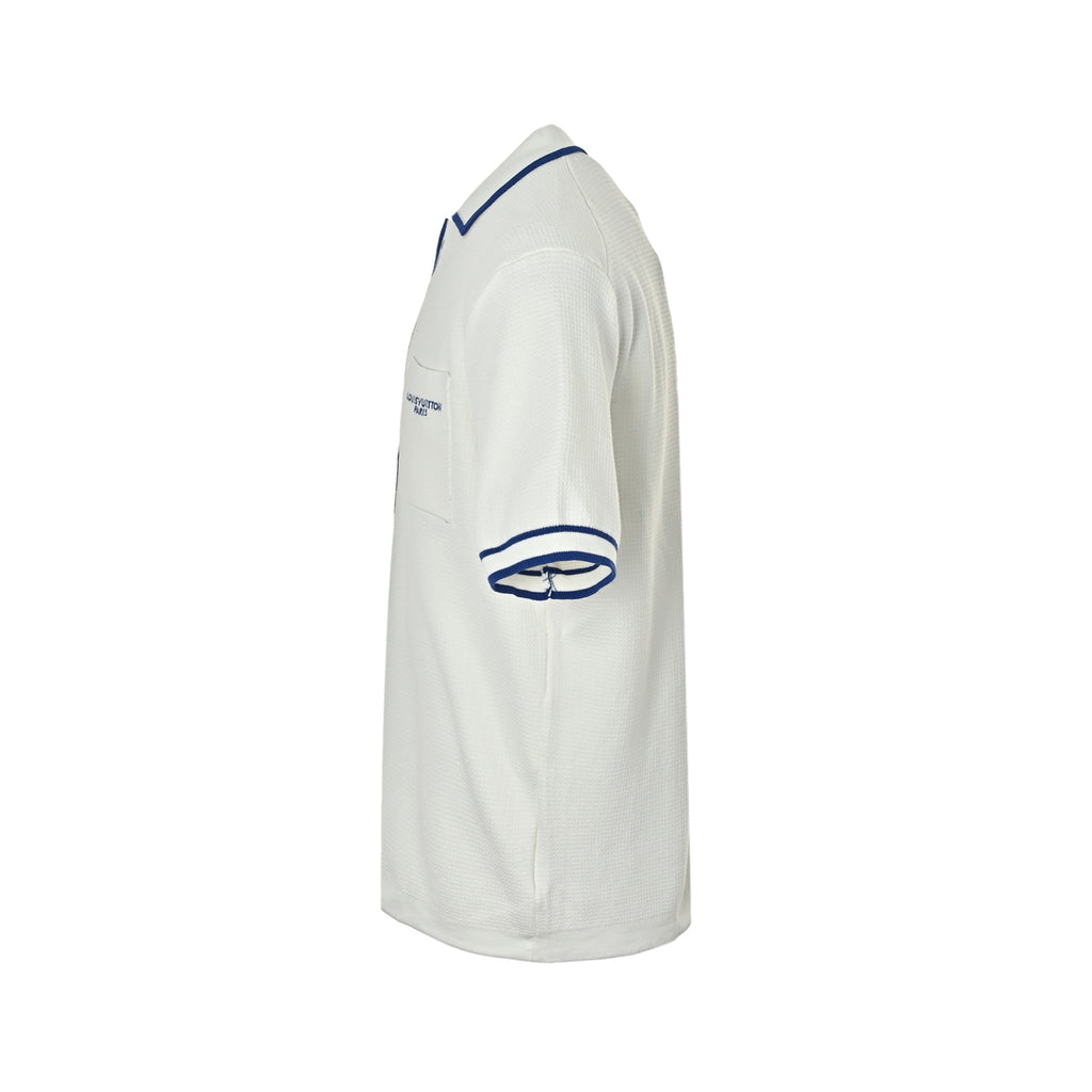 Louis Vuitton Pocket Badge Embroidered Knit Short-Sleeve Shirt — White