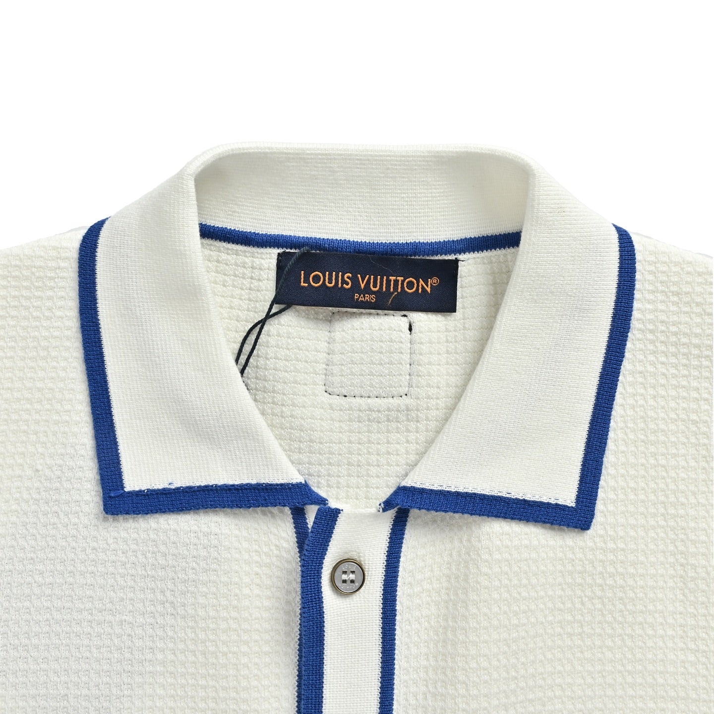 Louis Vuitton Pocket Badge Embroidered Knit Short-Sleeve Shirt — White