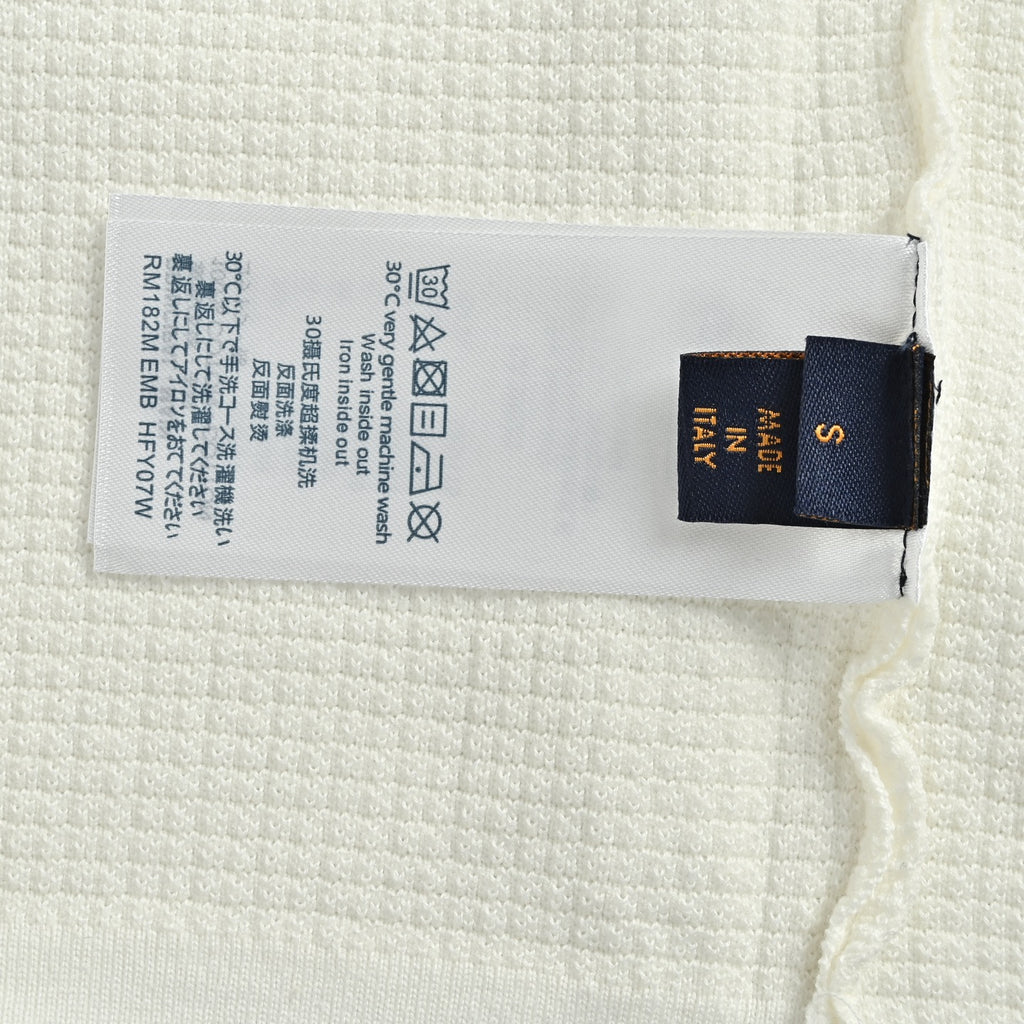 Louis Vuitton Pocket Badge Embroidered Knit Short-Sleeve Shirt — White