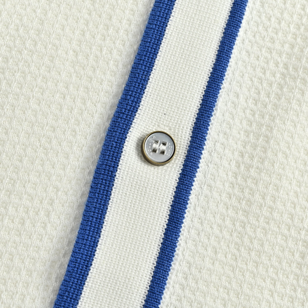 Louis Vuitton Pocket Badge Embroidered Knit Short-Sleeve Shirt — White