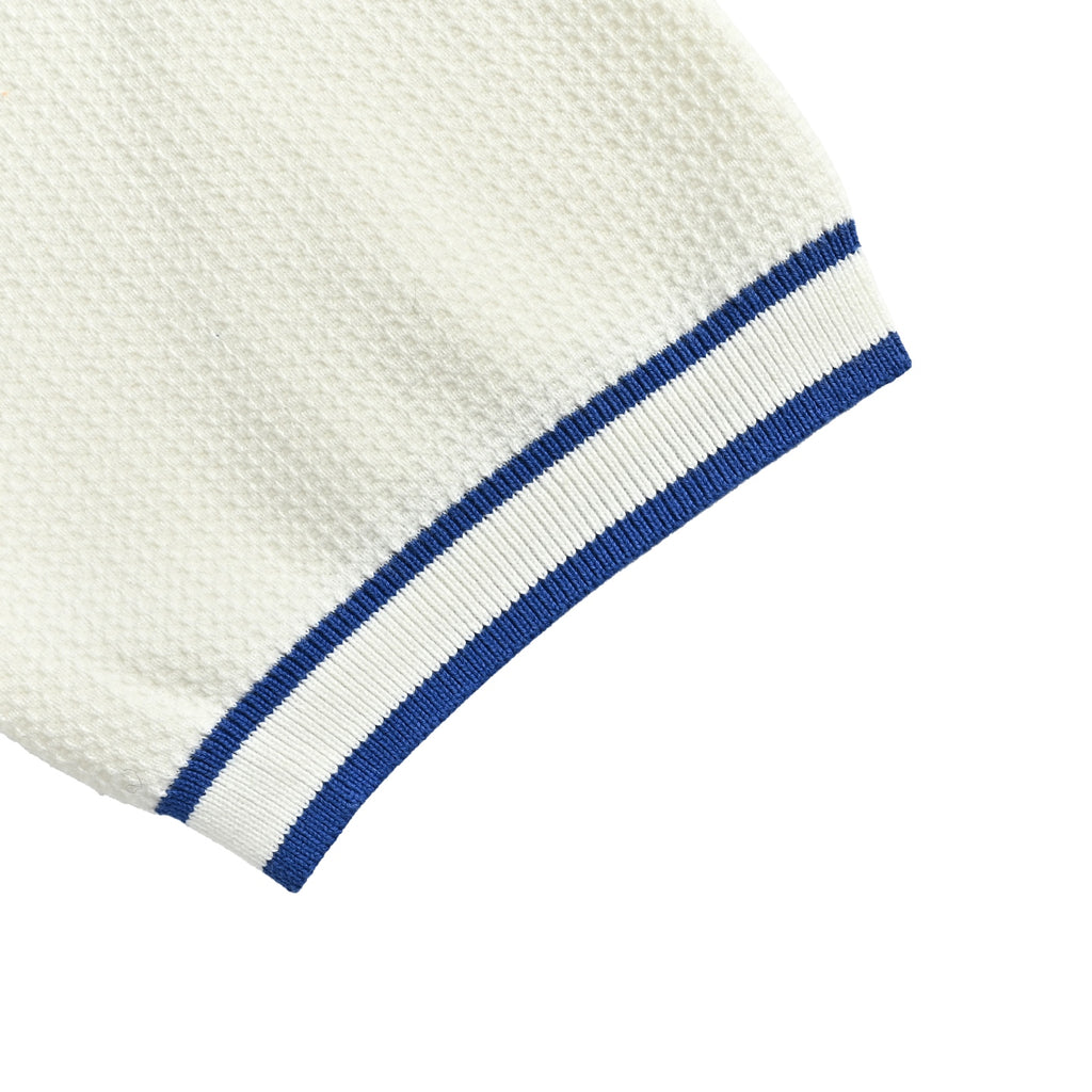 Louis Vuitton Pocket Badge Embroidered Knit Short-Sleeve Shirt — White