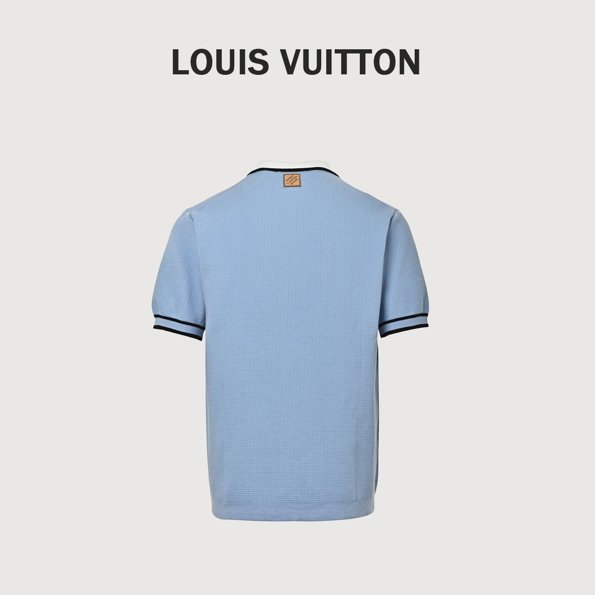 Louis Vuitton Pocket Badge Embroidered Knit Short-Sleeve Shirt — Light Blue