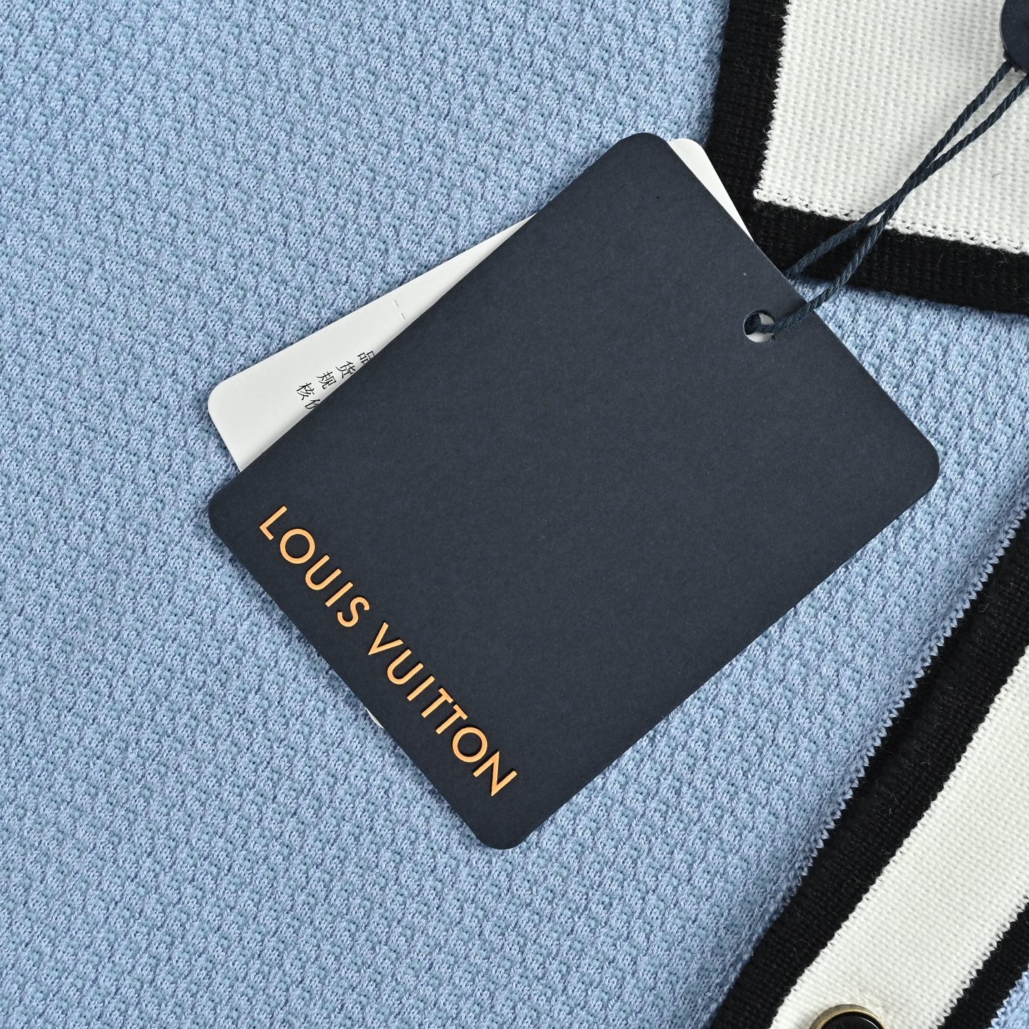 Louis Vuitton Pocket Badge Embroidered Knit Short-Sleeve Shirt — Light Blue