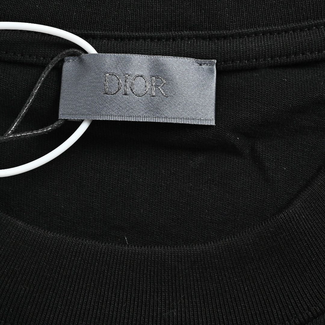 Dior Gradient All-Over Oblique Silver Thread Short-Sleeve T-Shirt — Black