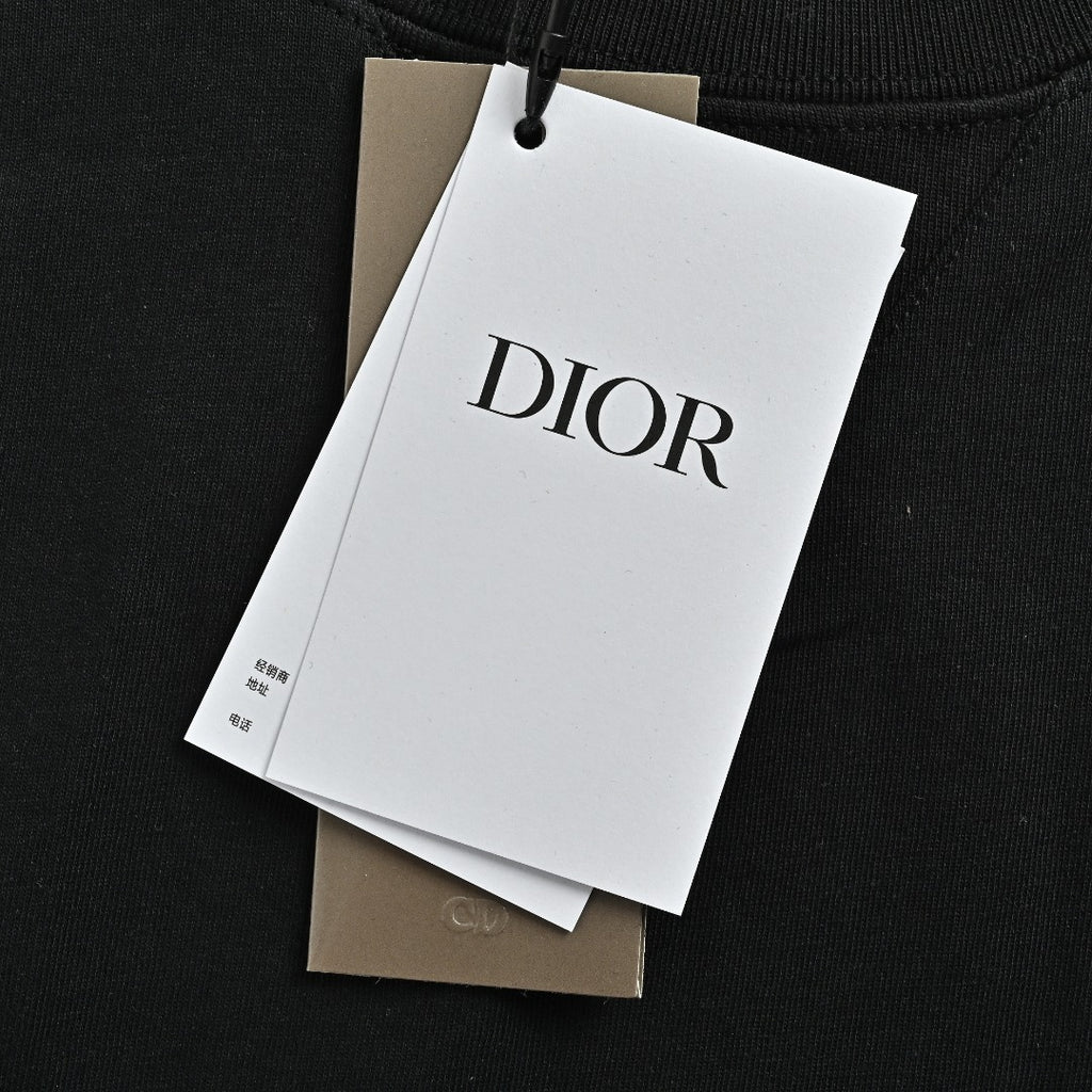 Dior Gradient All-Over Oblique Silver Thread Short-Sleeve T-Shirt — Black