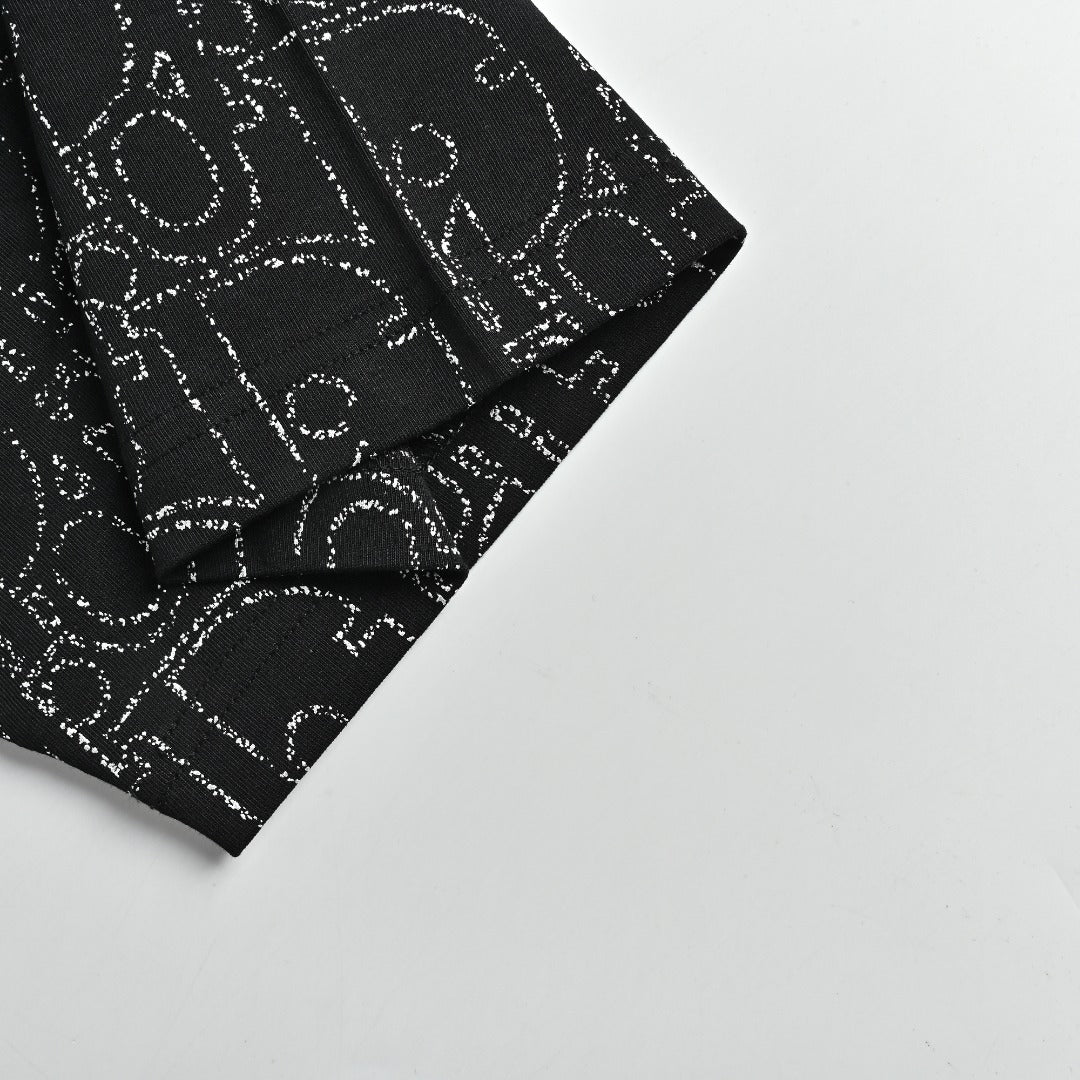 Dior Gradient All-Over Oblique Silver Thread Short-Sleeve T-Shirt — Black