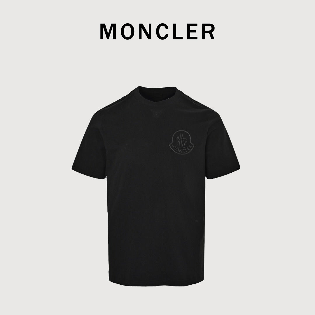 Moncler 26SS Silk Sleeve-Badge Knit Short-Sleeve T-Shirt — Black