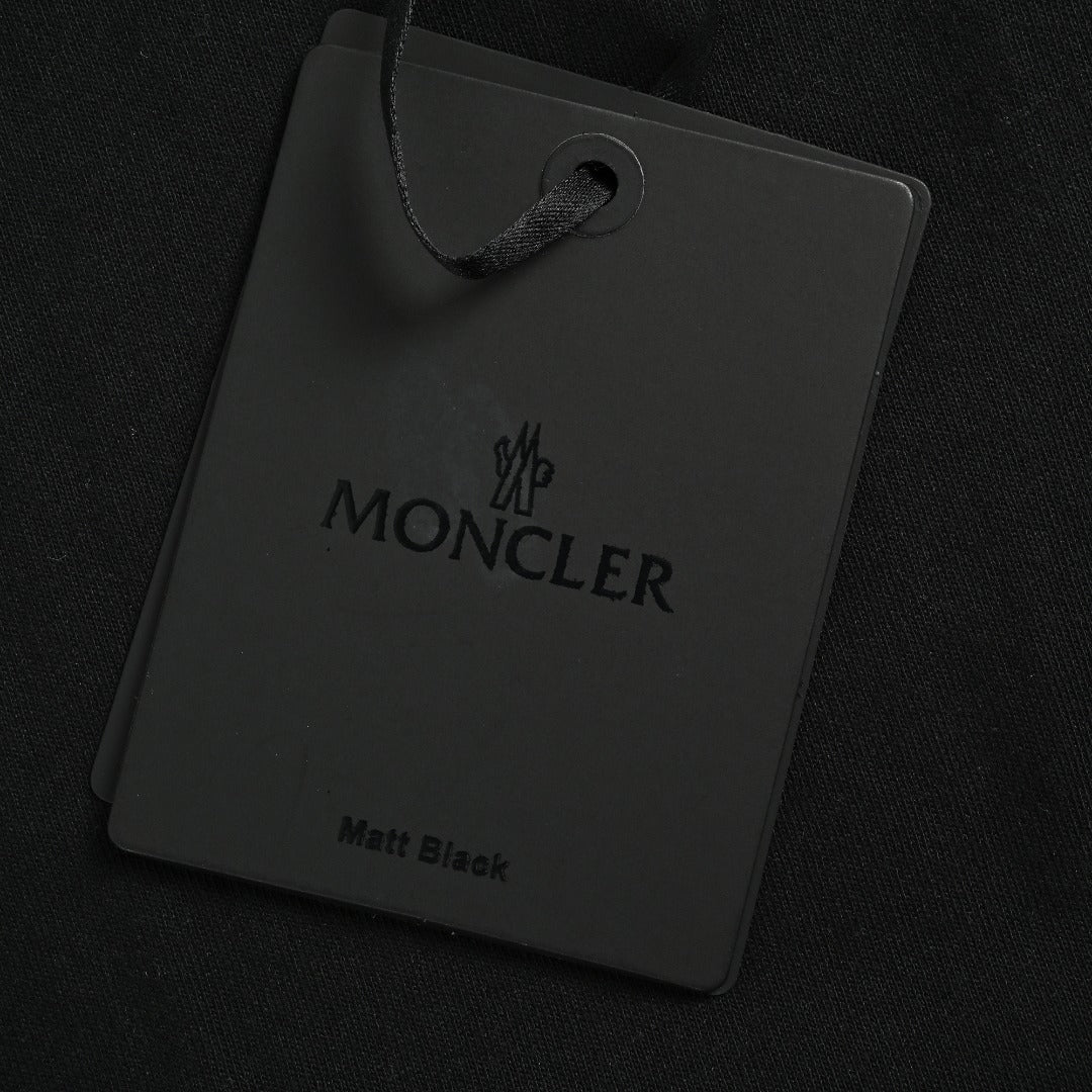 Moncler 26SS Silk Sleeve-Badge Knit Short-Sleeve T-Shirt — Black