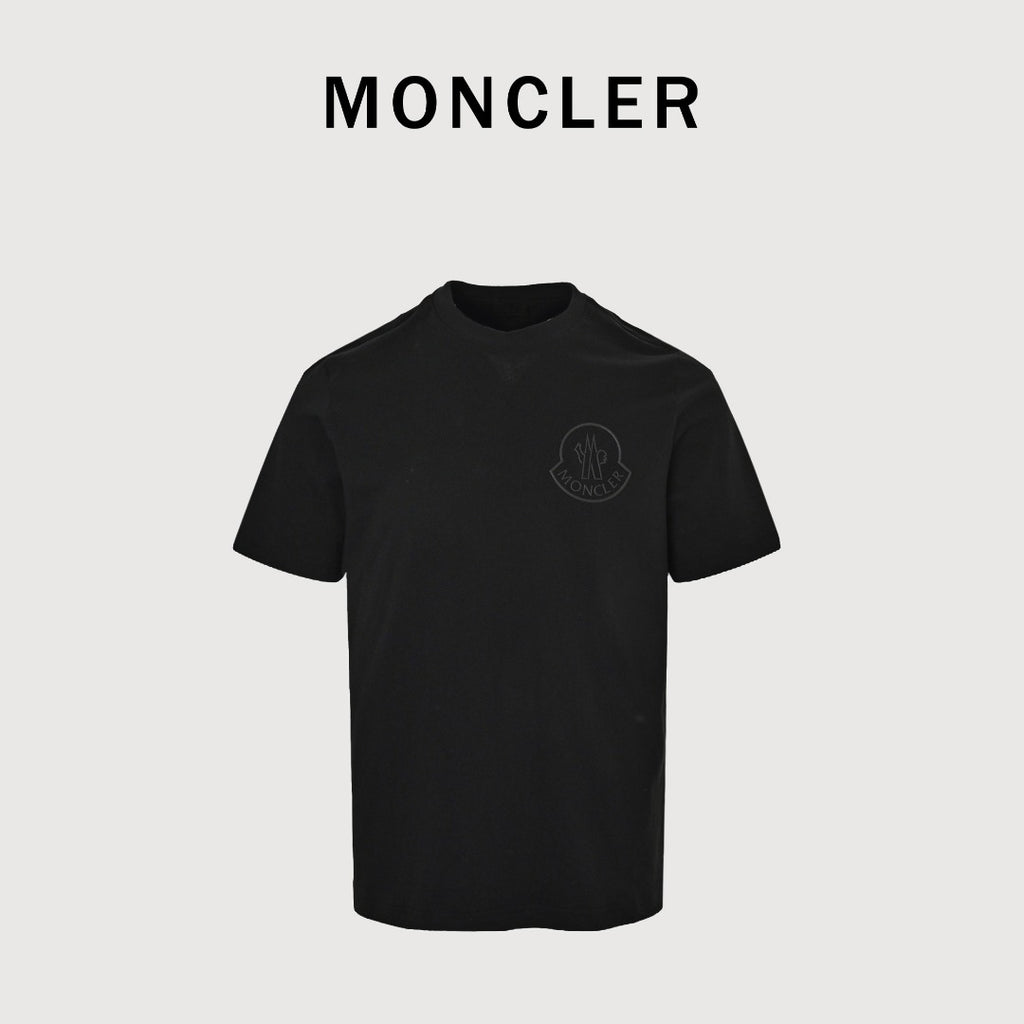 Moncler MC Tonal Rubber 3D Crest Badge Short-Sleeve T-Shirt — Black