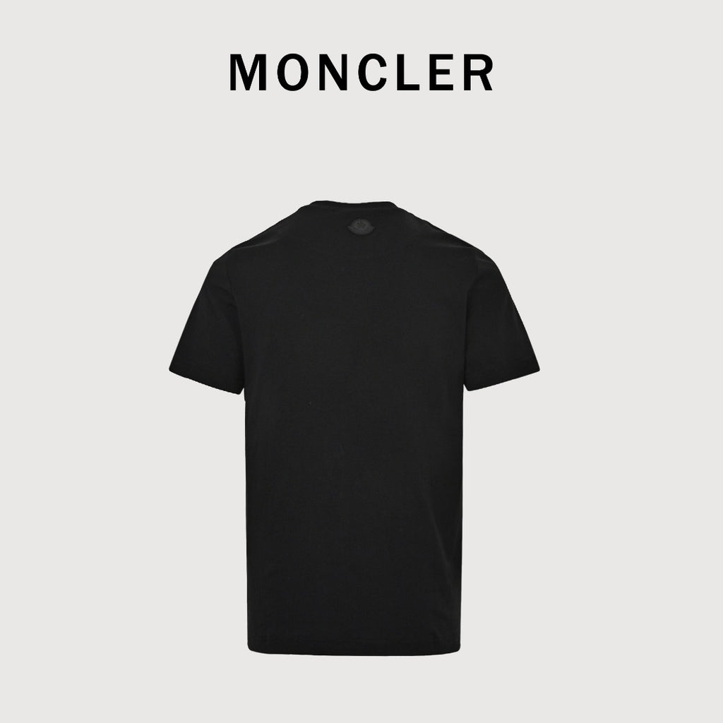 Moncler MC Tonal Rubber 3D Crest Badge Short-Sleeve T-Shirt — Black