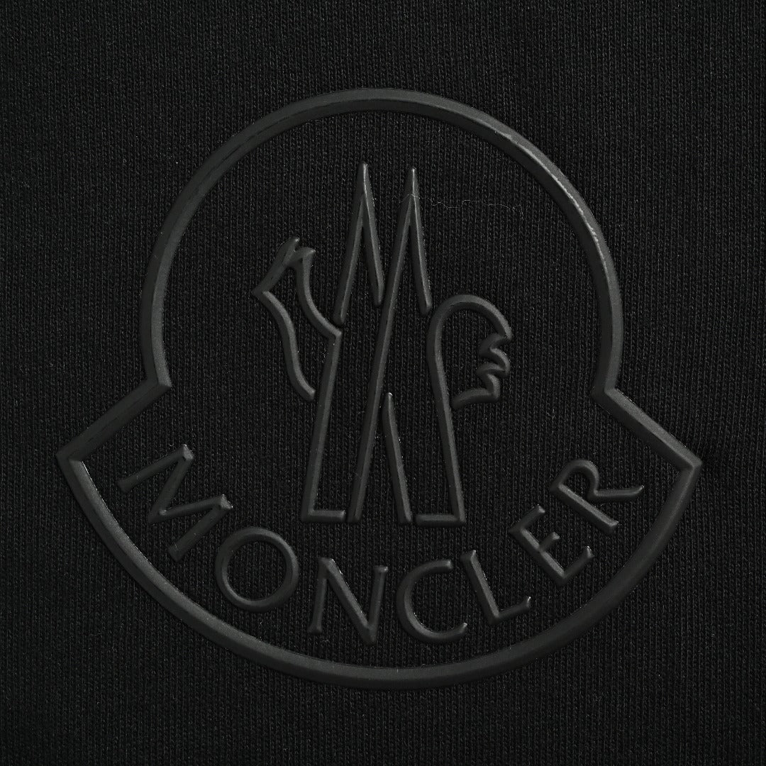 Moncler MC Tonal Rubber 3D Crest Badge Short-Sleeve T-Shirt — Black