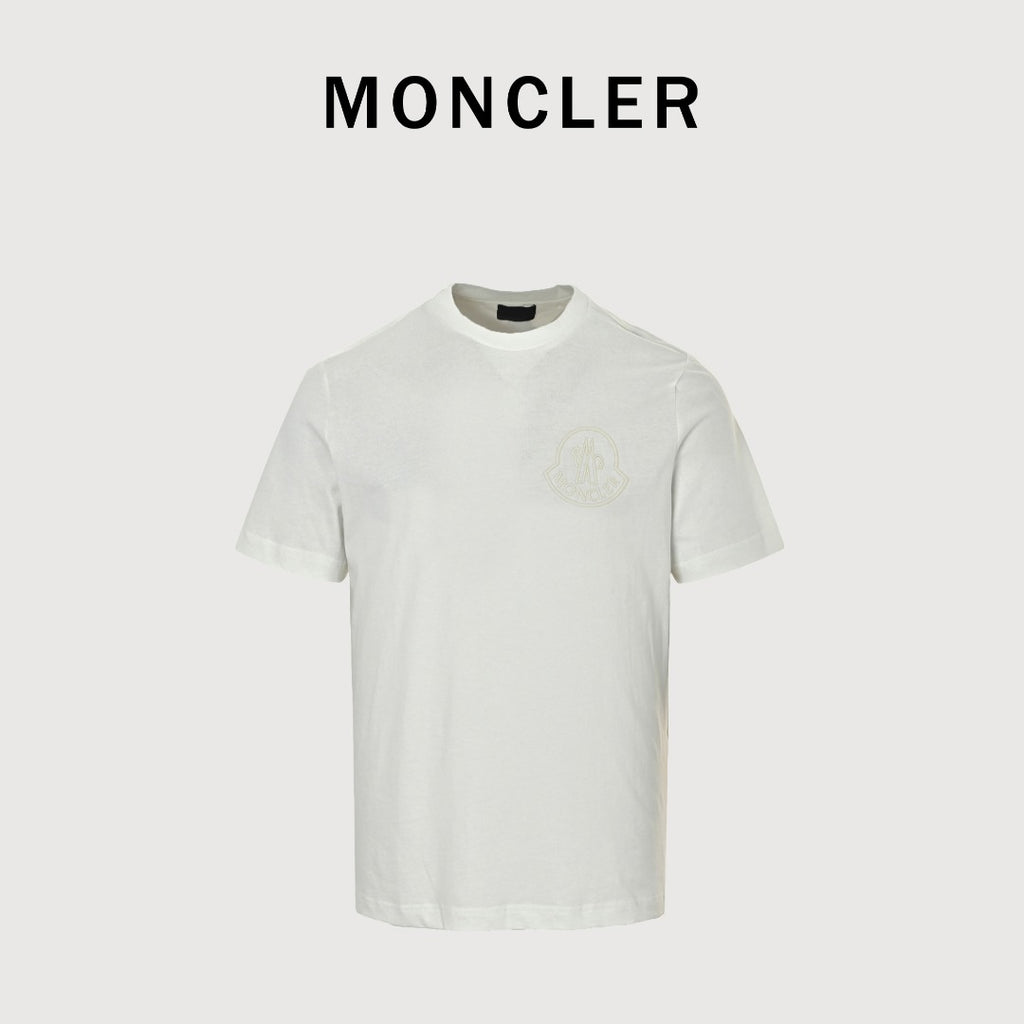 Moncler MC Tonal Rubber 3D Crest Badge Short-Sleeve T-Shirt — White