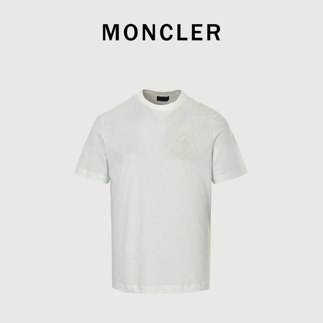 Moncler MC Tonal Rubber 3D Crest Badge Short-Sleeve T-Shirt — White