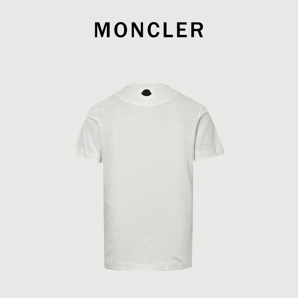 Moncler MC Tonal Rubber 3D Crest Badge Short-Sleeve T-Shirt — White
