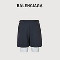 Balenciaga BLCG Reflective Series 6B Faux Two-Piece Spliced Sport Shorts — Black