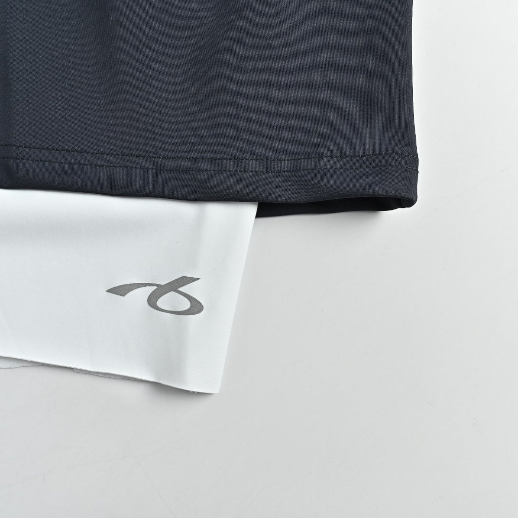 Balenciaga BLCG Reflective Series 6B Faux Two-Piece Spliced Sport Shorts — Black