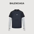 Balenciaga BLCG Reflective Series 6B Faux Two-Piece Spliced Sport Long-Sleeve T-Shirt — Black/Silver
