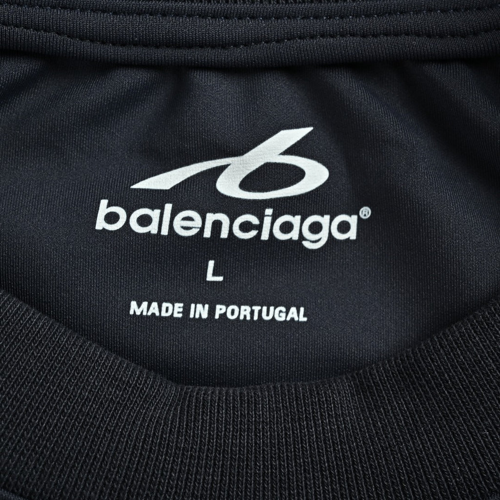 Balenciaga BLCG Reflective Series 6B Faux Two-Piece Spliced Sport Long-Sleeve T-Shirt — Black/Silver
